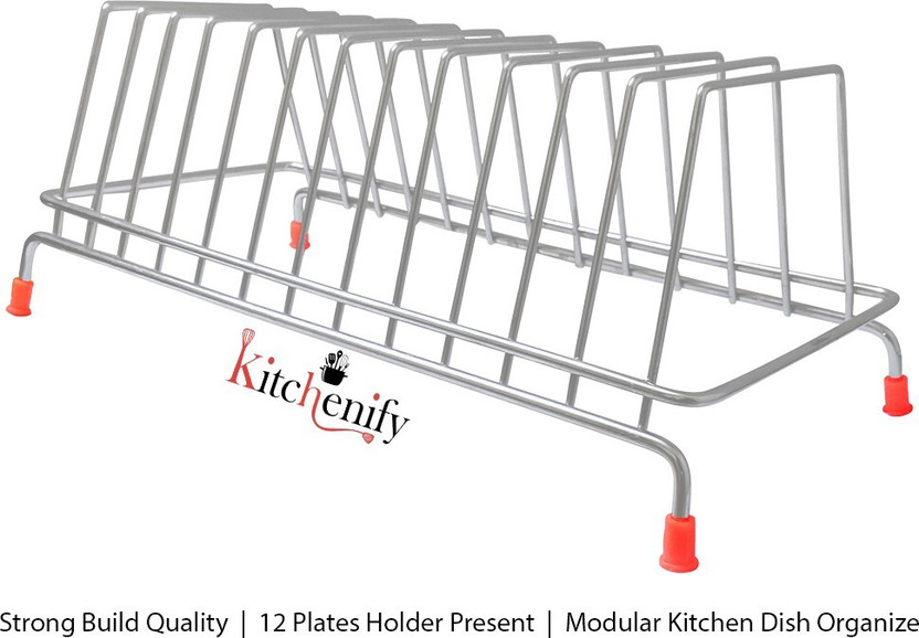 Kitchenify Plate Kitchen Rack Steel Plate Stand Holder (Big Size) Modular Kitchen Stainless Steel