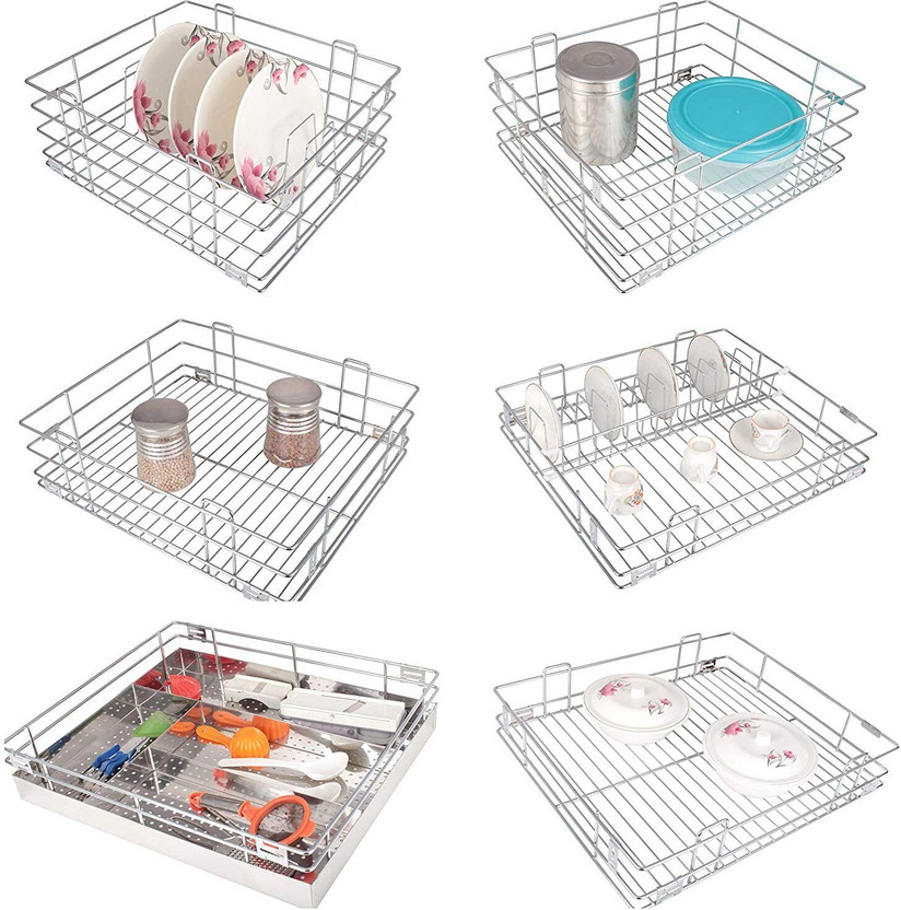 Landwood Utensil Kitchen Rack Steel 15x16 inch Modular /Trolley / Kitchen cabinet drawer