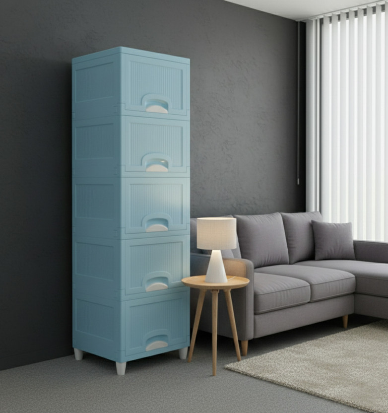 Surety for Safety 5 Layer Cabinet everywhere Use Storage(White)) Plastic Vertical Filing Cabinet(Finish Color - Blue, DIY(Do-It-Yourself))