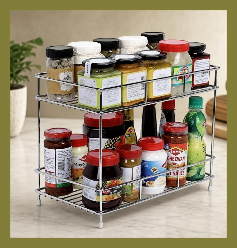 GESCHIR Utensil Kitchen Rack Steel Premium Kitchen Storage Expanded Counter Shelf for Neat Shelving
