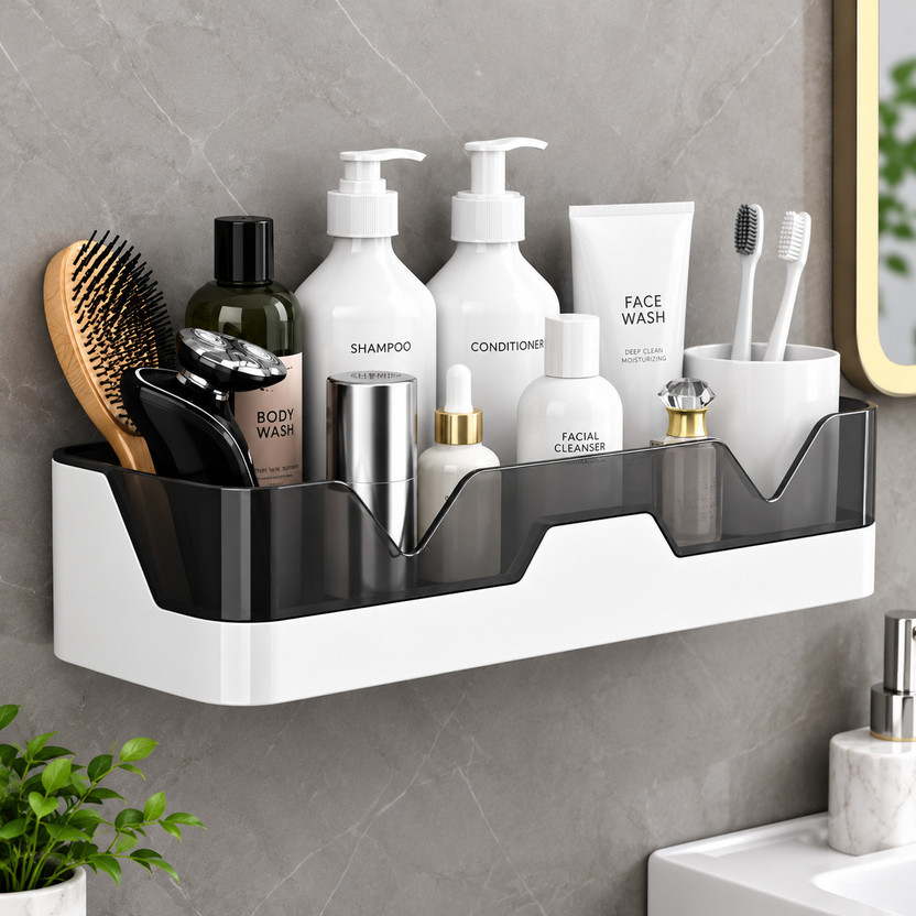 Elegant Elegant Enterprise Containers Kitchen Rack Plastic Self-Adhesive Plastic Bathroom Shelf Organizer | Accessories & Storage Racks - Flipkart Deal