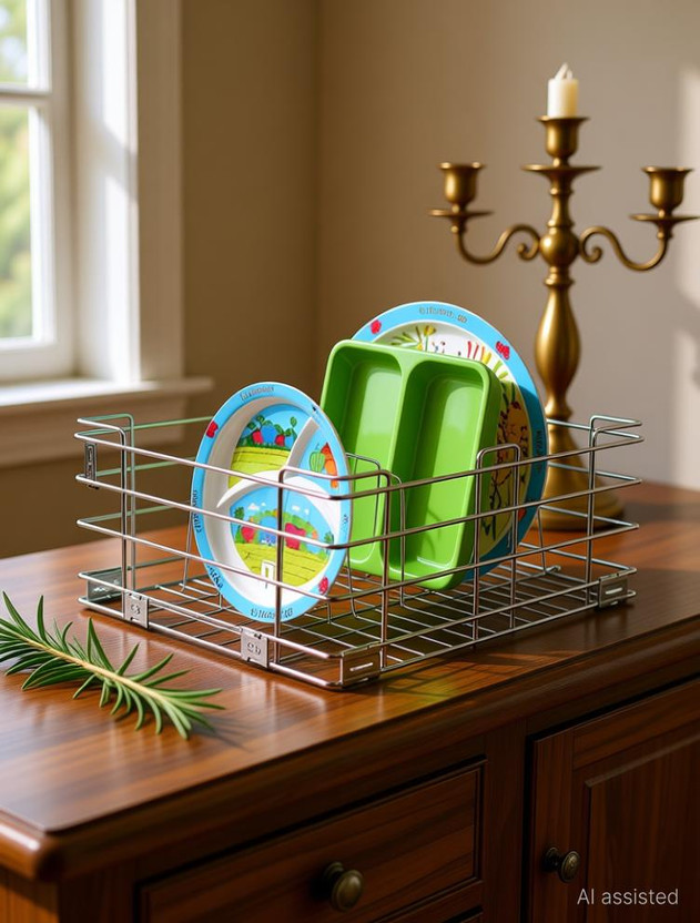 Verito Cutlery Kitchen Rack Steel Plate Basket 19X20X8 Inch / Kitchen Cabinet / Kitchen Rack / Kitchen Utensils