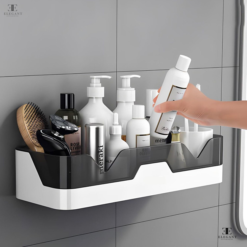 Elegant Enterprise Containers Kitchen Rack Plastic Self-Adhesive Plastic Bathroom Shelf Organizer | Accessories & Storage Racks