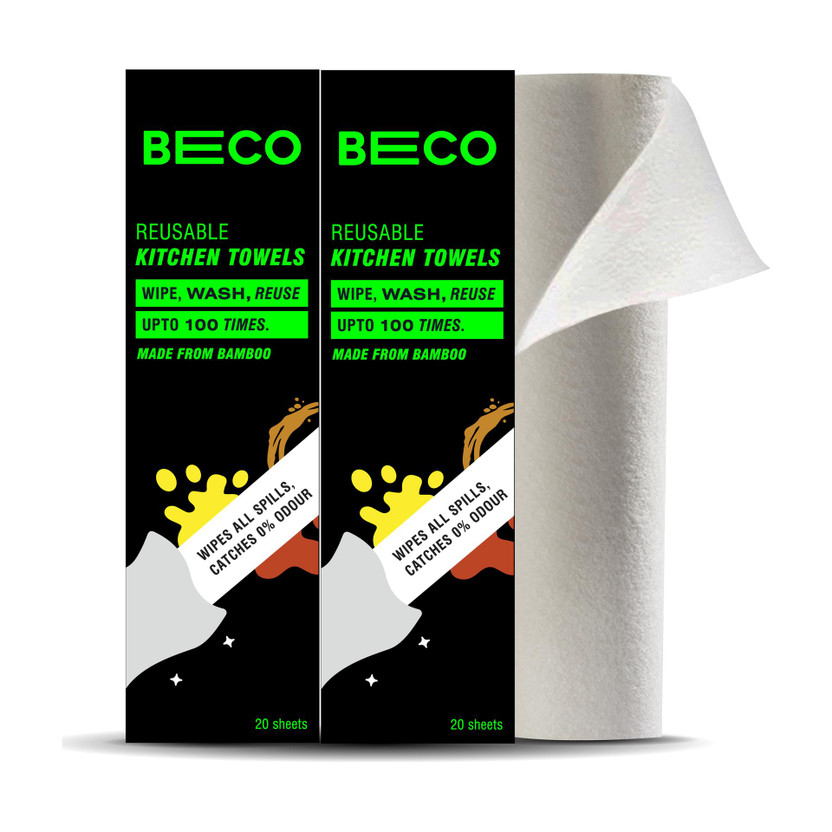 Beco Beco Bamboo Reusable Kitchen Towel|Reusable upto 4000 times|100% Natural Ecofriendly(1 Ply, 40 Sheets) - Flipkart Deal