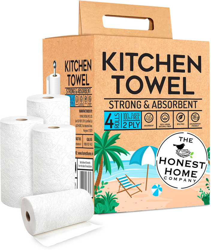 The Honest Home Company Kitchen Towel Tissue Paper Pack Of 4 Rolls(2 Ply, 60 Sheets)