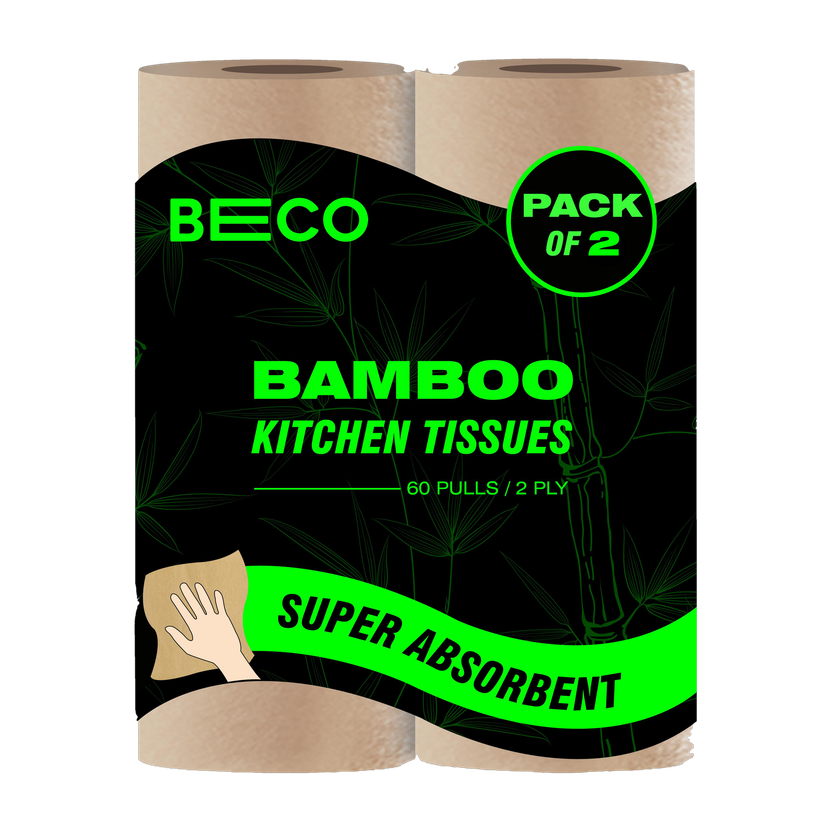 Beco Bamboo Kitchen Towel, Ecofriendly Kitchen Tissue Rolls,60 Pulls Each (pack of 2)(2 Ply, 120 Sheets)