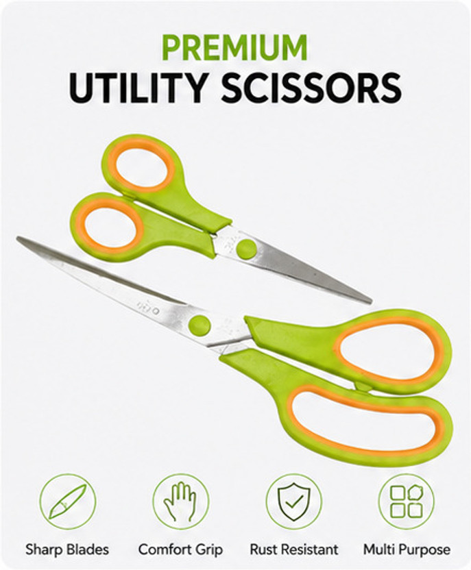 Cutora Steel All-Purpose Scissor(Multicolor, Steel, Pack of 2)