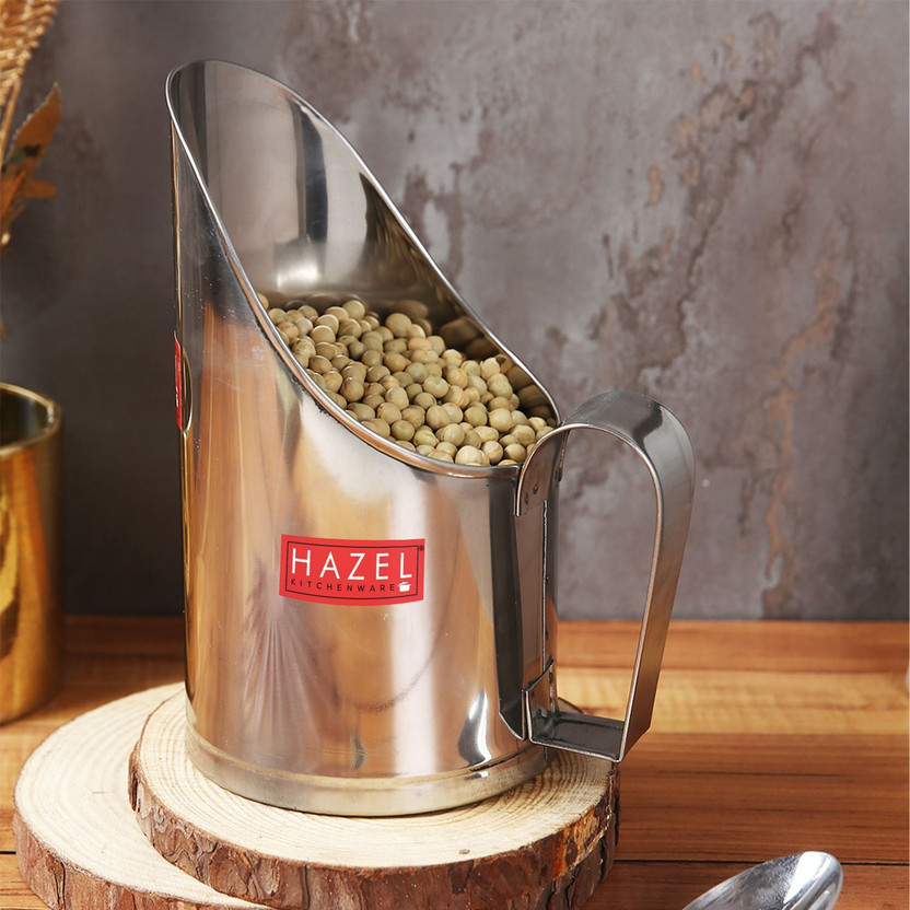 HAZEL Stainless Steel Scoop Spoon With Handle, Steel Scoops For Grocery Shop Store Kitchen Scoop