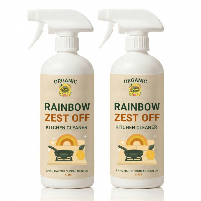ORGANIC RAINBOW Kitchen Cleaner Spray | Pack of 2 (475 ML X 2) | India 1st Foaming Formulation Kitchen Cleaner(950 ml, Pack of 2)