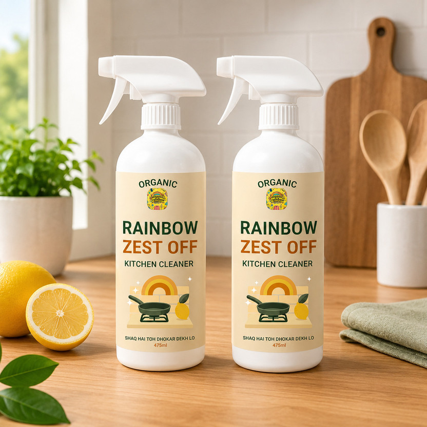 ORGANIC RAINBOW Kitchen Cleaner Spray Pack of 2 (475 ML X 2) | Kitchen Cleaner(950 ml, Pack of 2)