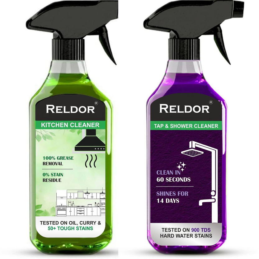RELDOR Tap And Shower Cleaner & Kitchen Cleaner-Instantly removes Tough Greases COMBO Kitchen Cleaner(1000 ml, Pack of 2)