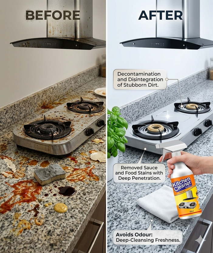 Dholiba kitchen oil & grease stain remover spray Oven/Gas stove/Chimney Cleaner Kitchen Cleaner(250 ml)