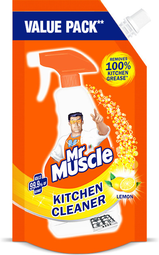 Mr.Muscle Kitchen Cleaner Refill, Lemon, Removes 100% Kitchen Grease Kitchen Cleaner(425 ml)