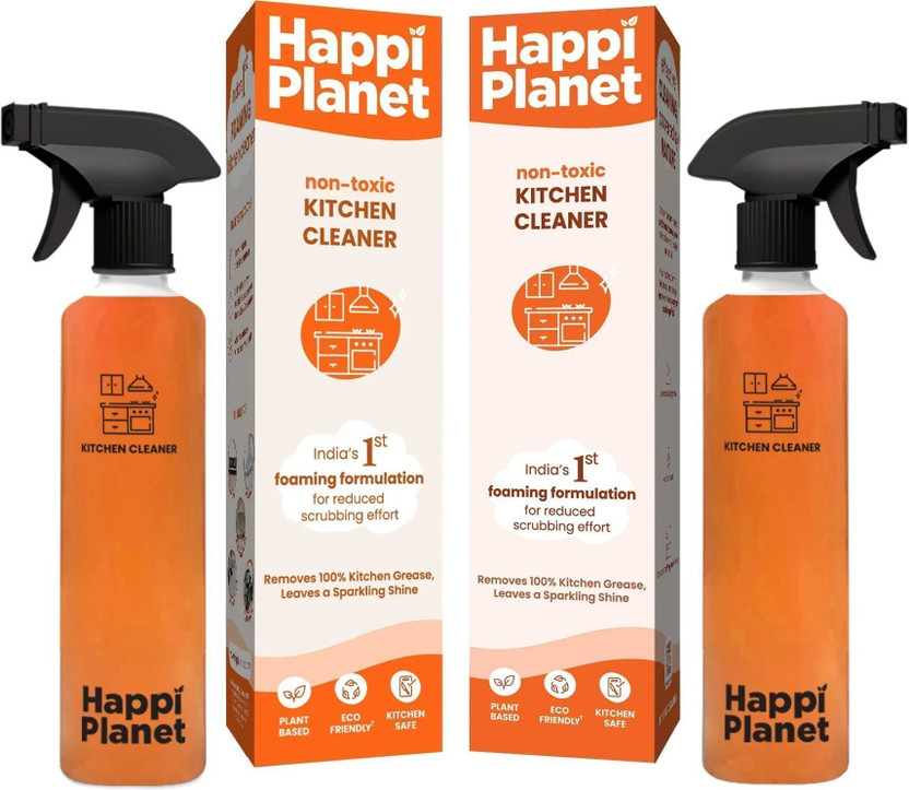 Happi Planet Kitchen Cleaner Spray | Pack of 2 (500 ML X 2) | India 1st Foaming Formulation Kitchen Cleaner(1000 ml, Pack of 2)