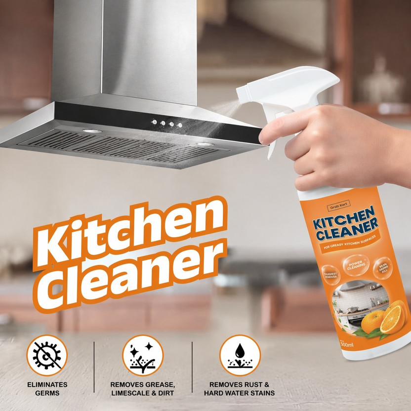 Grab Grab Kart Kitchen Cleaner-Instantly removes Tough Greases, No stains or residue Kitchen Cleaner(500 ml) - Flipkart Deal