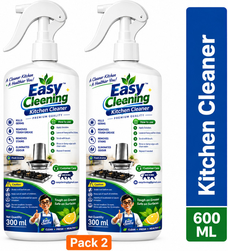 phorriet kitchen oil & grease stain remover spray Oven/Gas stove/Chimney Cleaner Kitchen Cleaner(600 ml, Pack of 2)