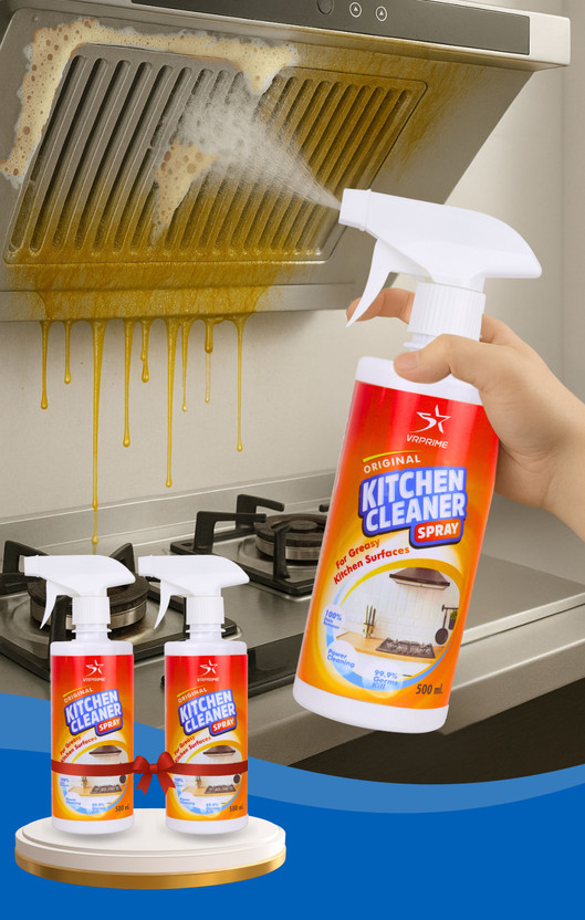 VRPRIME Kitchen Cleaner Spray Multi-Purpose Foam Cleaner Grease Stain Remover || Kitchen Cleaner(1000 ml, Pack of 2)
