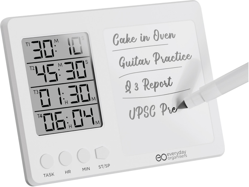 everyday organisers Multi-Timer Clock with Stopwatch & Small Magnetic White Board with Marker EO-020 Digital Kitchen Timer