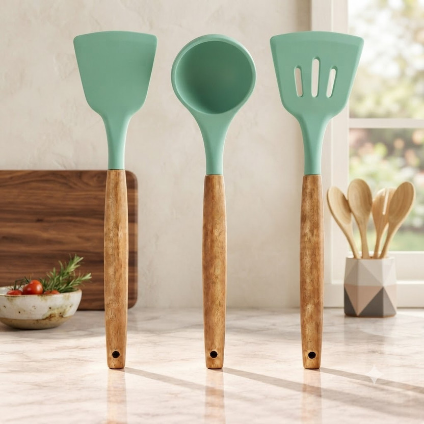 ajdkmart ltd Beginners and Professional Home Cooks and Food Preparation Tasks Kitchen Tool Set(mint green, Baking Tools, Spatula)