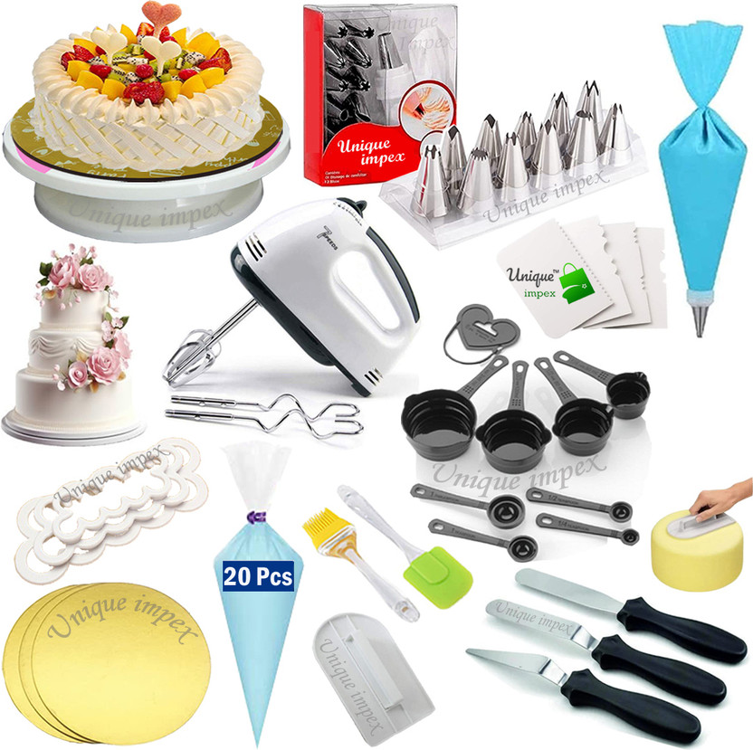 Unique Impex cake decorating items - cake making materials combo set with blender Kitchen Tool Set(Multicolor, Spatula, Brush, Knife, Baking Tools)