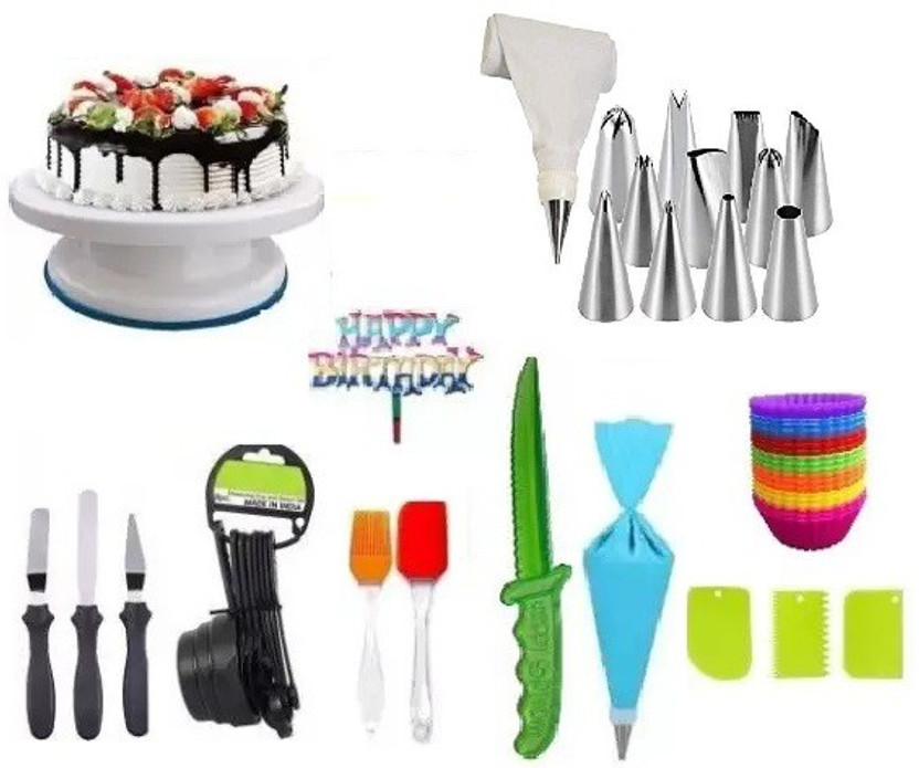 noble noble foods Cake Turntable + Baking Tools/Accessories, Cake Decorating Tools Combo Set Kitchen Tool Set(Baking Tools) - Flipkart Deal