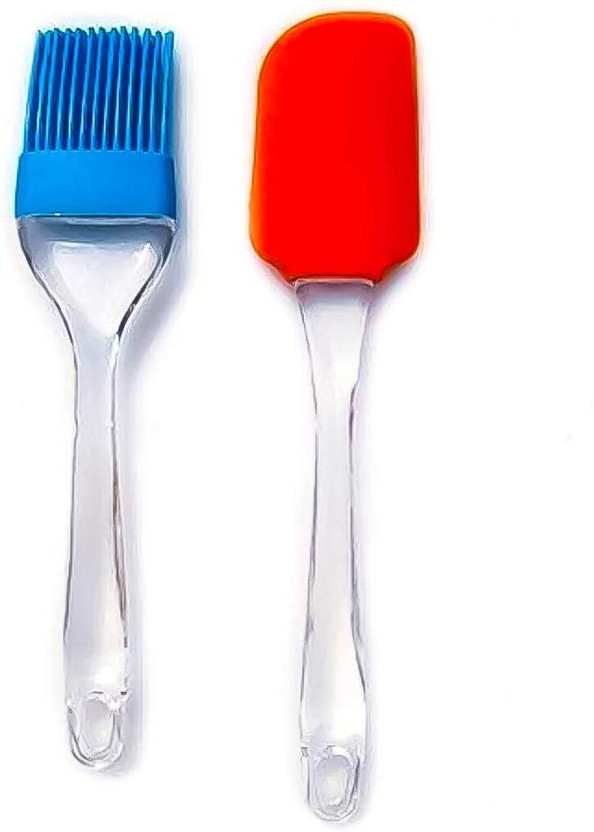 PP Globals Silicone Oil Brush and Spatula Set for Baking, Cooking & BBQ (2-Pieces ) Kitchen Tool Set(Multicolor, Spatula, Brush)