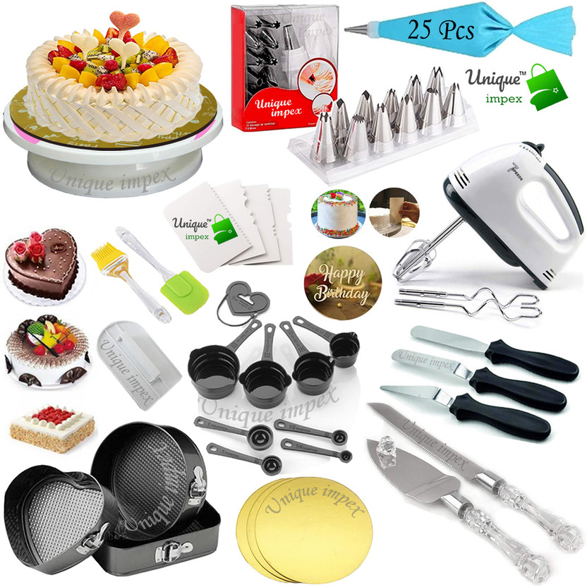 Unique Impex cake making materials full set combo + cake baking set combo Kitchen Tool Set(Multicolor, Baking Tools, Spatula)