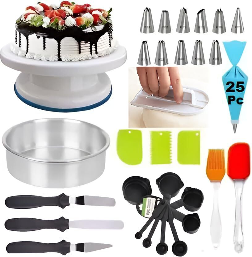 RAJJA Cake baking and making tools combo for cake decoration at home Kitchen Tool Set Kitchen Tool Set(Multicolor, Baking Tools)