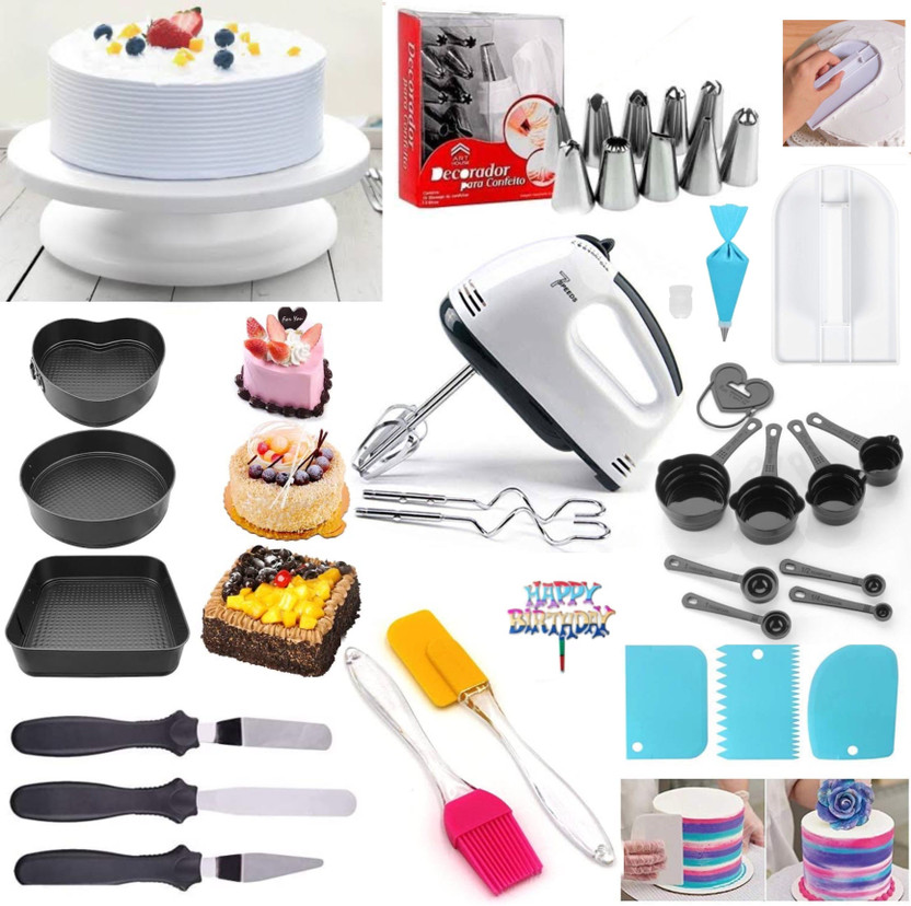 Vithani Cake All In One Combo with with Heavy Duty Copper Motor Hand Mixer Beater Kitchen Tool Set(Multicolor, Blender, Knife, Baking Tools, Whisk, Spatula, Brush)