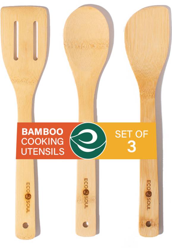 ECO SOUL Bamboo Kitchen Utensils, Set of 3 BCU3 Beige Kitchen Tool Set