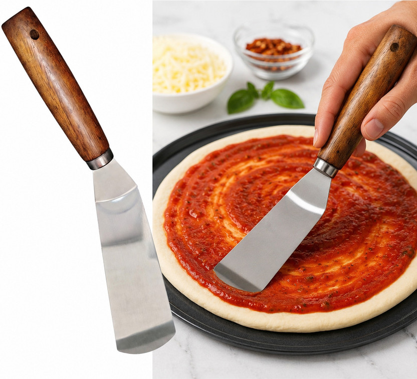 JIYAENTERPRISES JIYAENTERPRISES Steel Spatula Pizza Sauce Spreader, Offset Cake Icing Scraper & Butter Knife Kitchen Tool Set(SILVER WOOD, Spatula) - Flipkart Deal