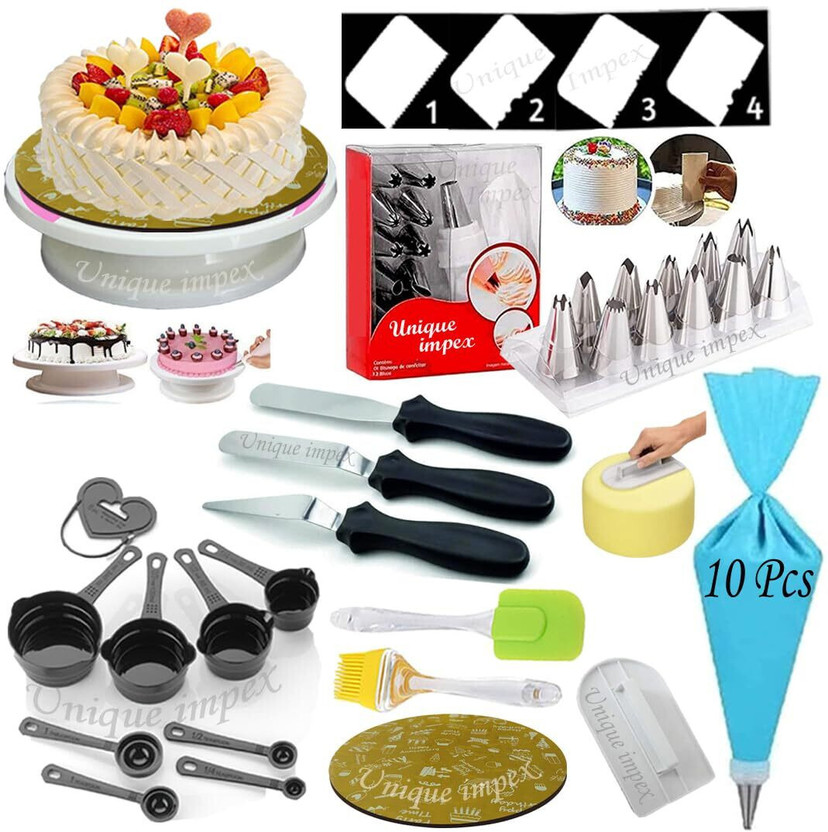 Unique Impex cake baking set combo / cake making materials + Kitchen Tool Set(Multicolor, Baking Tools, Brush, Spatula)