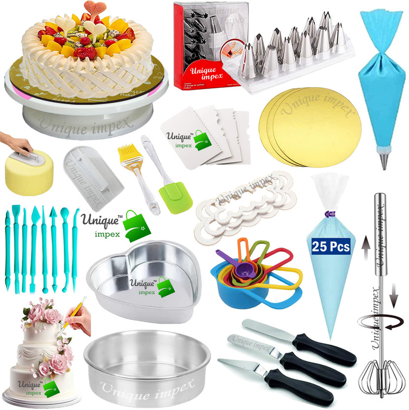 Unique Impex cake decorating items + cake making materials + cake baking set Kitchen Tool Set(Multicolor, Knife, Spatula, Brush, Scooper, Baking Tools)