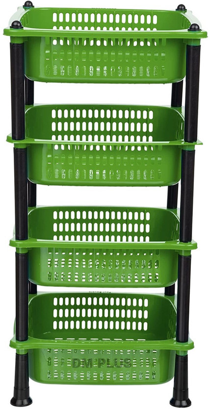 DM PLUS Multi-Purpose Plastic Storage Organizer 4-Layer Rack Kitchen & Office Plastic Kitchen Trolley(DIY(Do-It-Yourself))