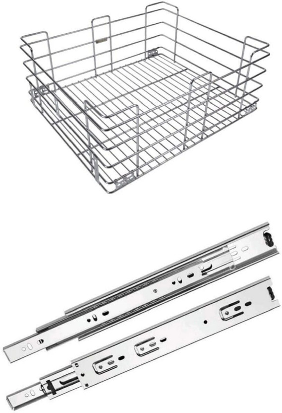 Sanjari Sanjari Modular Kitchen Stainless Steel Plain Cabinet (17W*20L*8H) Basket Stainless Steel Kitchen Trolley(Pre-assembled) - Flipkart Deal