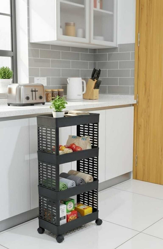 HomeQueen Multipurpose EcoVent 4-Tier Vegetable Sorting & Storage Unit Plastic Kitchen Trolley(DIY(Do-It-Yourself))