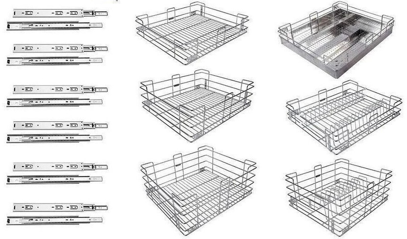 Sanjari Stainless Steel Wire Modular Kitchen Basket(17X20 6 PC + Channel 20" 6 SET) Stainless Steel Kitchen Trolley(Pre-assembled)