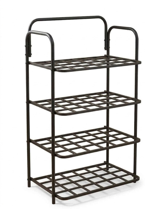 MD Kart 4 Shelves Durable and Multipurpose Shoe Rack Metal, Plastic Shoe Stand(BALCK, 4 Shelves, DIY(Do-It-Yourself))