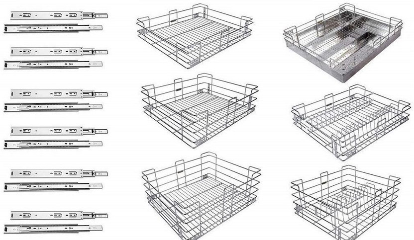 Sanjari Stainless Steel Wire Modular Kitchen Basket(15X20 6 PC + Channel 20" 6 SET) Stainless Steel Kitchen Trolley(Pre-assembled)