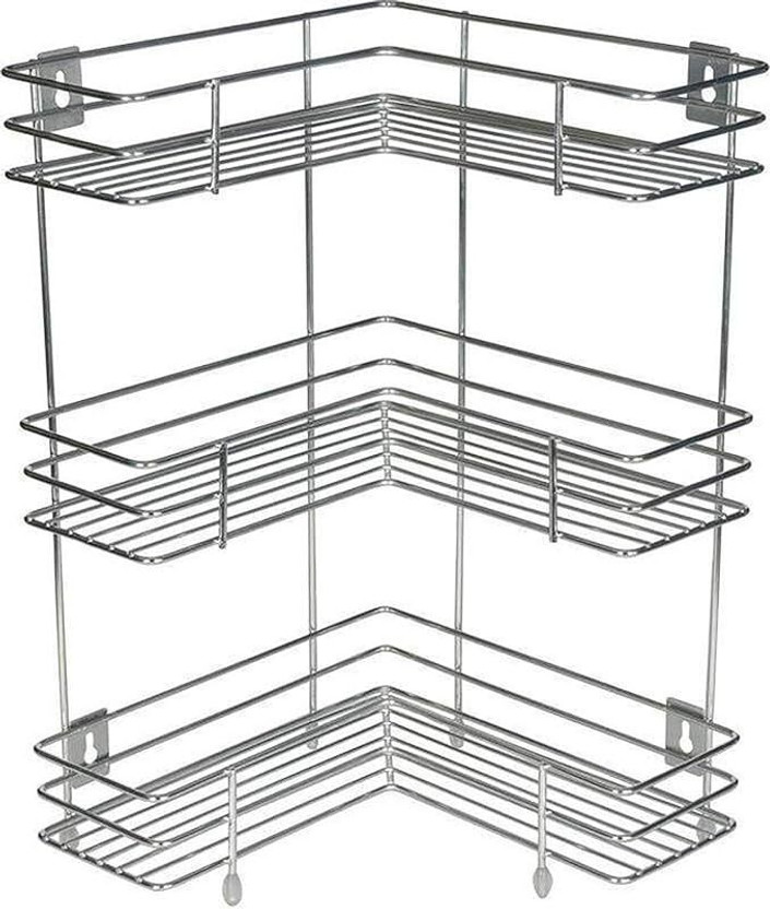 EVERSUN 3 shelf l corner Stainless Steel Kitchen Trolley(Pre-assembled)