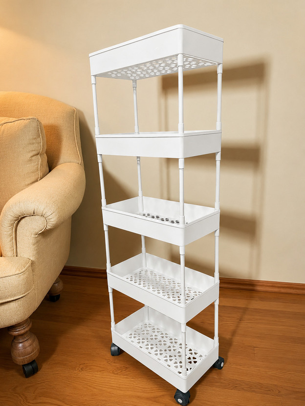 MGKENTERPRISE 5 Layer Storage Rack with Wheels Plastic Kitchen Trolley(DIY(Do-It-Yourself))