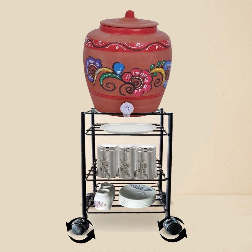 MEENA MEENA ENTERPRISES Heavy-Duty Multipurpose Matka Stand with Wheels,Matka stand for water pot Iron Kitchen Trolley(Pre-assembled) - Flipkart Deal