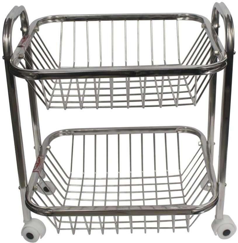 Elexa Hardware Premium 2-Tier Modular Stainless Steel Kitchen Trolley Stainless Steel Kitchen Trolley(Pre-assembled)