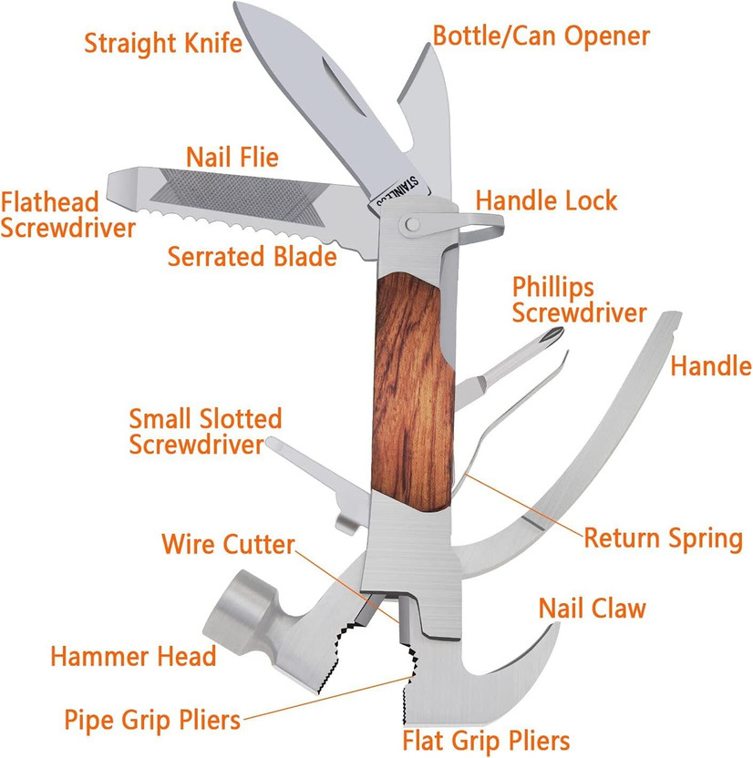 ASTOUND Axe Multi Tool - 14in 1 Multi Purpose Survival Kit Multi Tool, Axe, Knife(Brown)