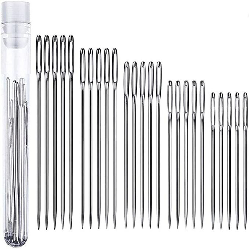 TREXEE 25 pcs Large Eye Knitting Needle Set-5 Sizes Big Eye Hand Sewing Needles Knitting Pin(Pack of 25)