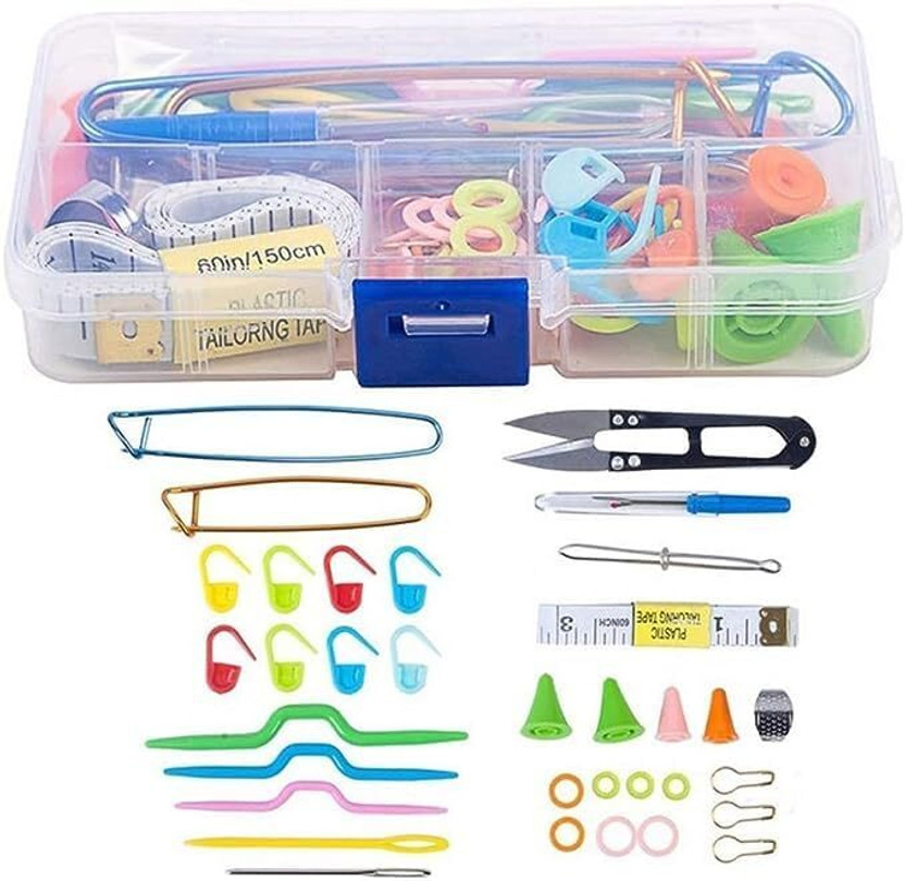 TREXEE Crochet Knitting Plastic Small Kit Include Soft Handle Crochet, Scissor etc Sewing Kit