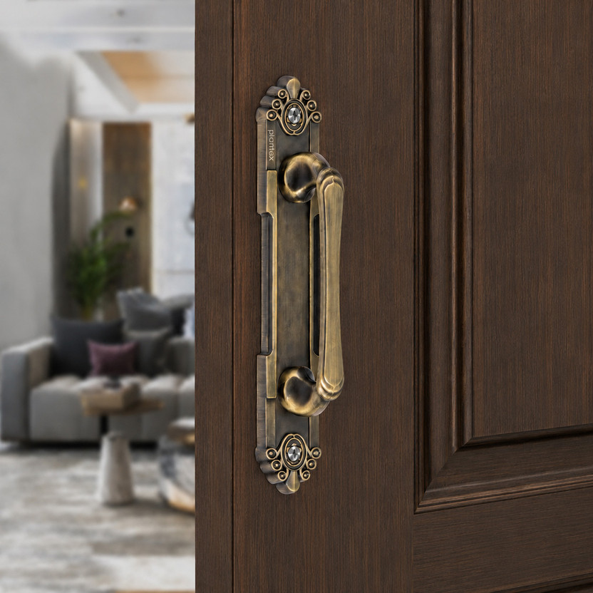 Impulse by Plantex Cabinet Door Handle/8 Inch Wardrobe Door Handle/Door Pull-Push Brass Antique Zinc Door Handle(Gold Pack of 1)
