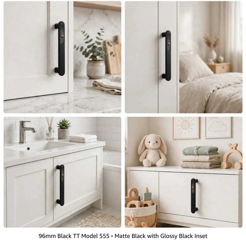 Hardware Hardware art 4"- BLACK-TWO/TONE LUXURY CABINET HANDLE FOR IDEAL BEDROOMS Zinc Cabinet/Drawer Handle(Black Pack of 4) - Flipkart Deal