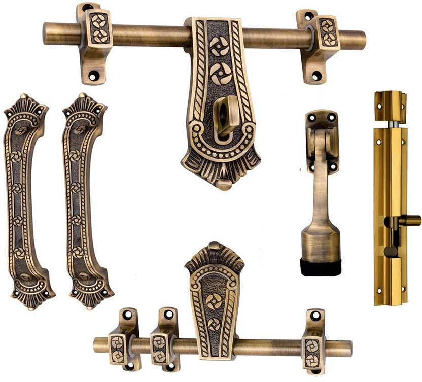URIM Antique Brass 6-Piece Door Hardware Set – 10-Inch Premium Kit Zinc Door Handle(Brown Pack of 1)