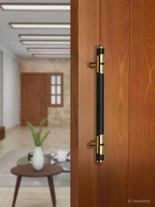 Bzcarts Black Gold 24 Inch Main Door Handle/Door & Home Decore/Pull-Push Handle Stainless Steel Door Handle(Black, Gold Pack of 1)